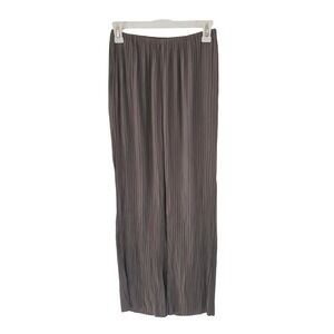 Aritzia Babaton XS Pleated Wide Leg Pants Taupe Brown Plisse Elastic Waist